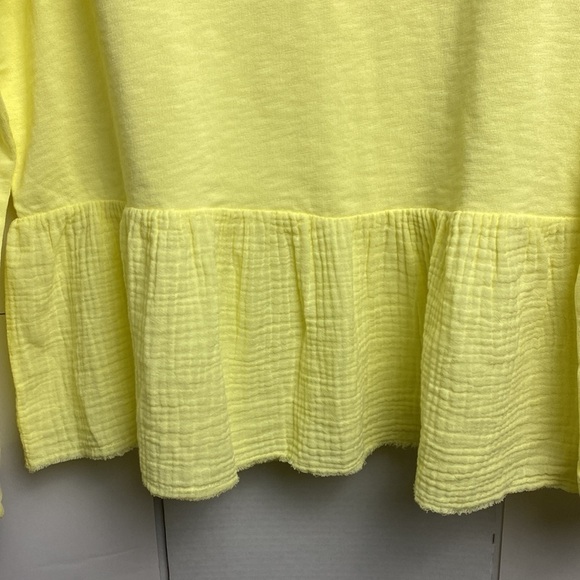 TRIBAL JEANS WIDE TIED NECK TIERED LONG SLEEVE LEMON DROP YELLOW SIZE SWEATER… - Picture 7 of 14